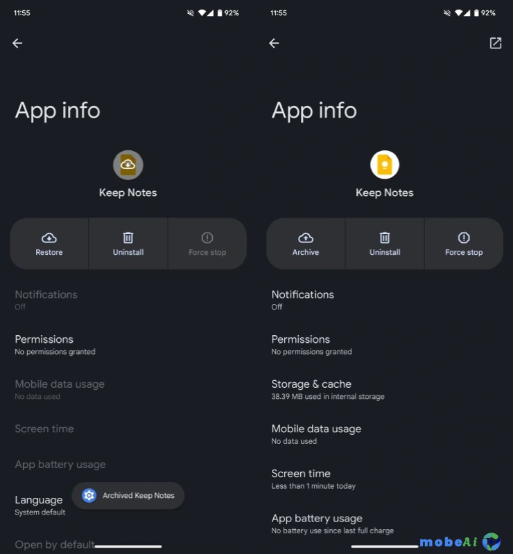 Android 15 Archive an app