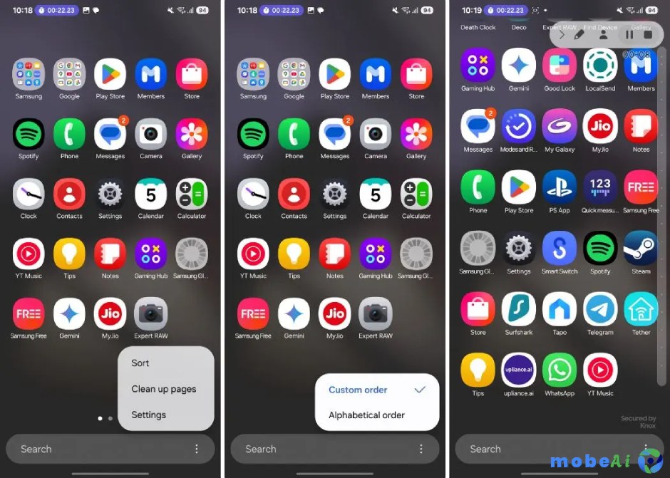 4 One UI 7 Vertical Launcher pages
