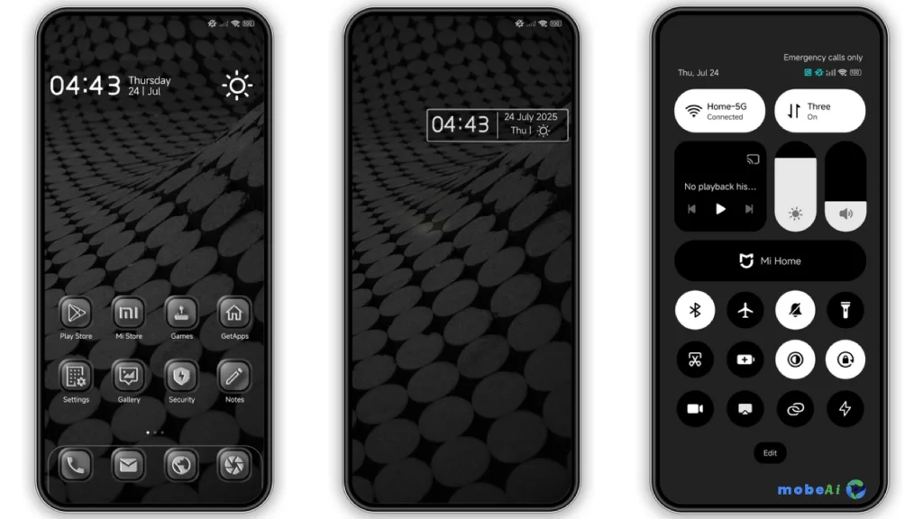 1 عرض ثيم Black Hype HyperOS على شاشة قفل هاتف شاومي – تصميم أسود أنيق مستوحى من واجهة One UI