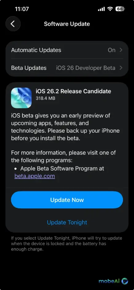 2 iOS 26.2 RC2 update 1