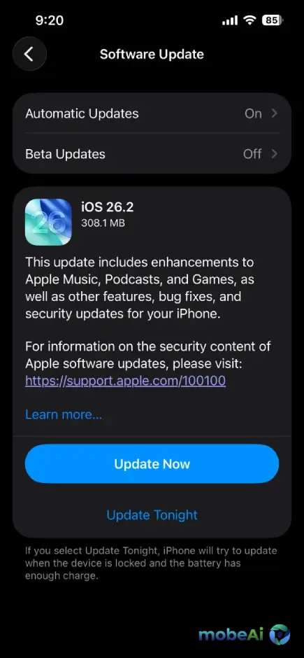 2 iOS 26.2 Update